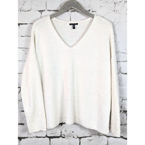 EILEEN FISHER Nubby-Knit Organic Cotton/Cashmere Sweater Quiet Luxury Cozy XL - Picture 1 of 7